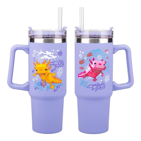 Minecraft lila 900 ml isolerad mugg och sugrör