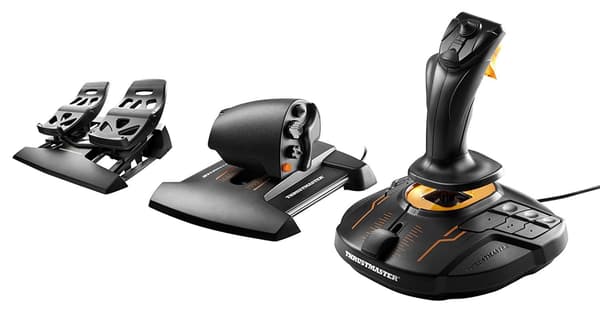 ThrustMaster T16000M FCS Flight Pack inkluderer joystick, gasspak og rorpedaler
