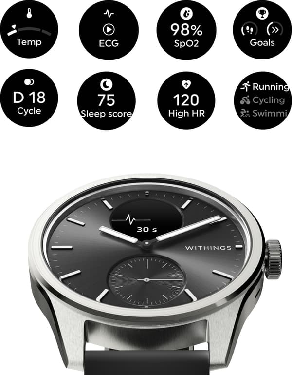 Withings Scanwatch 2 -älykello, 42 mm, musta