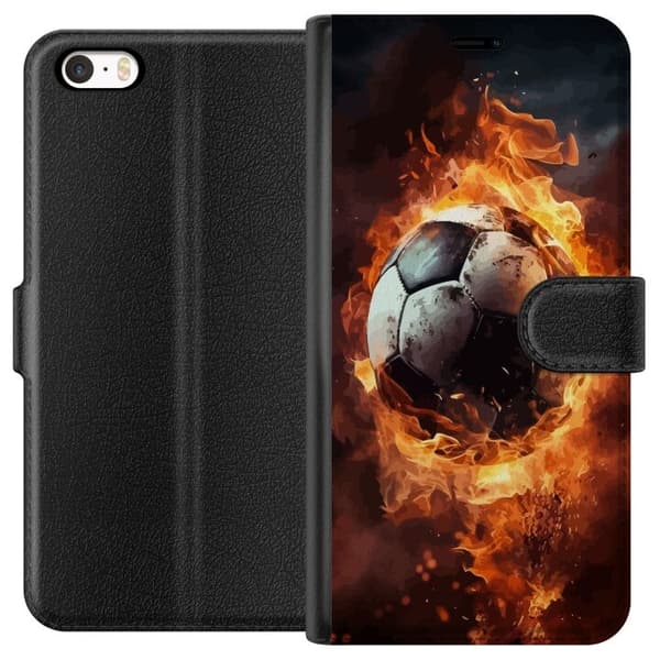 Tegnebogsetui til Apple iPhone 5 med Fodbold motiv
