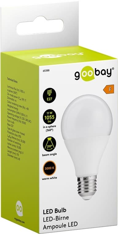 Goobay LED-lampa, 11 W sockel E27, varmvit, ej dimbar