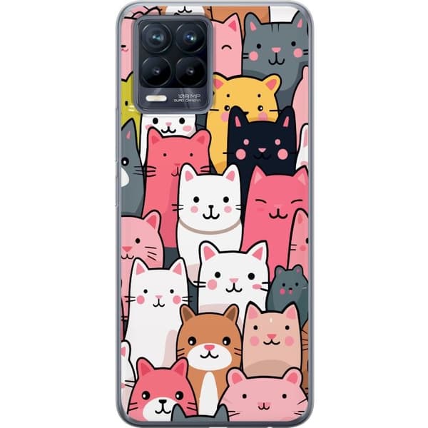 Mobildeksel til Realme 8 med Kattmønster motiv
