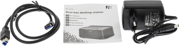 DELTACO Direkte docking til dobbelt 2,5" og 3,5" SATA-harddiske, sort