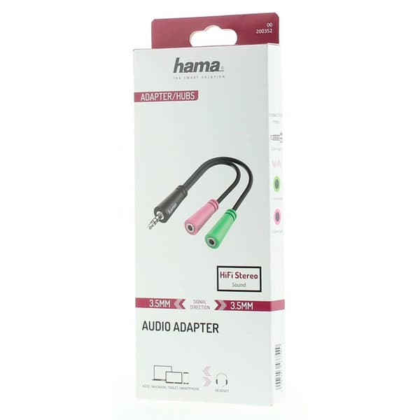 Hama Adapter Audio 3.5 Plug to 2x 3.5 Socket 0.15m