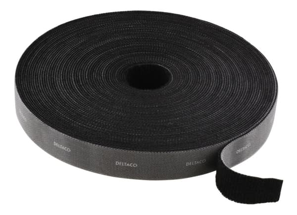 DELTACO Hook and loop fastener cable ties, width 20mm, 5m, black