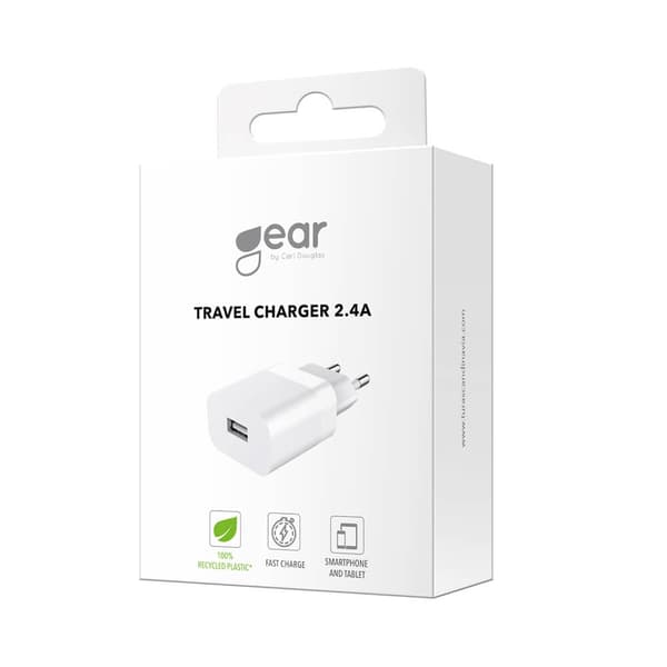 Gear Laturi 220V 1xUSB-A 2.4A Valkoinen