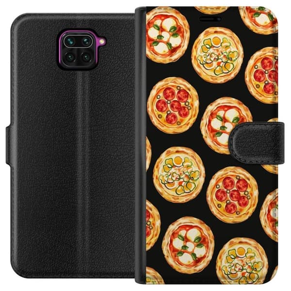 Tegnebogsetui til Xiaomi Redmi Note 9 med Pizza motiv