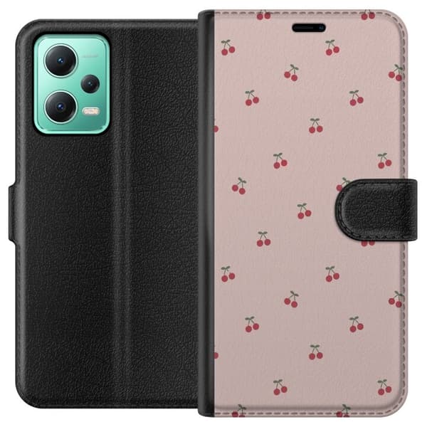 Tegnebogsetui til Xiaomi Redmi Note 12 med Kirsebær motiv