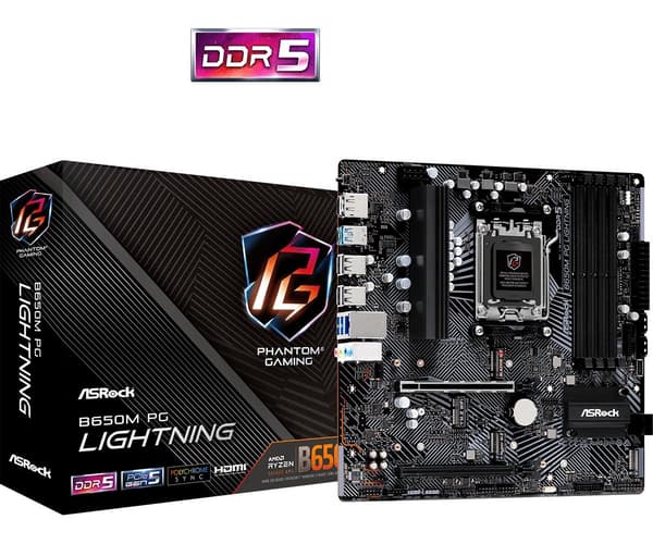 ASRock B650M PG Lightning Motherboard Micro ATX AM5 Socket DDR5