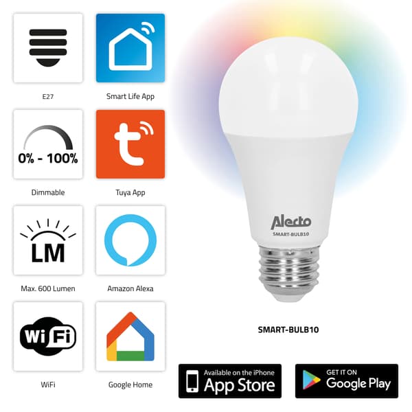 Alecto Älykäs LED-värivalaisin Wi-Fi 2-pack