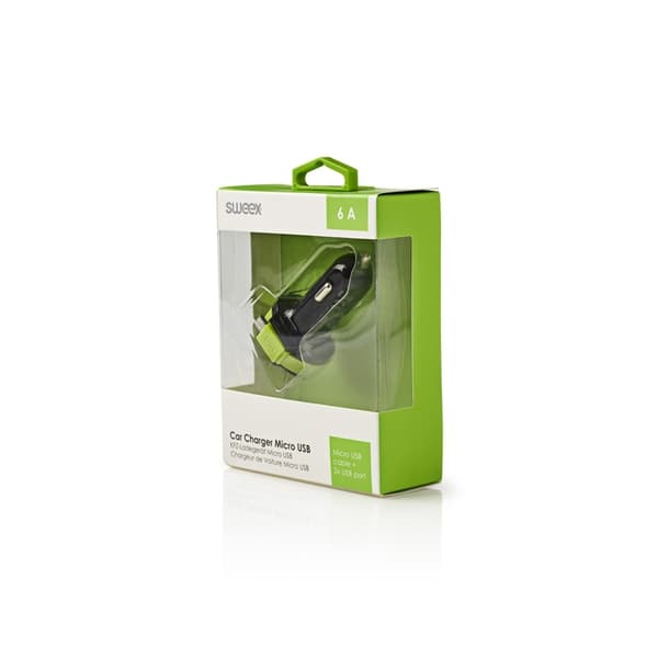 Sweex Billader 3-ttganger 6 A 2 x USB / Micro USB Sort/Grøn