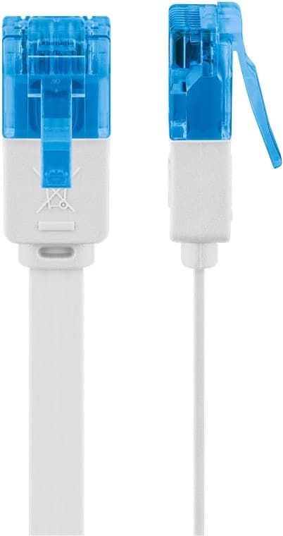 Goobay CAT 6A platt patchkabel, U/UTP, vit kopparledare (CU), 0.5 m