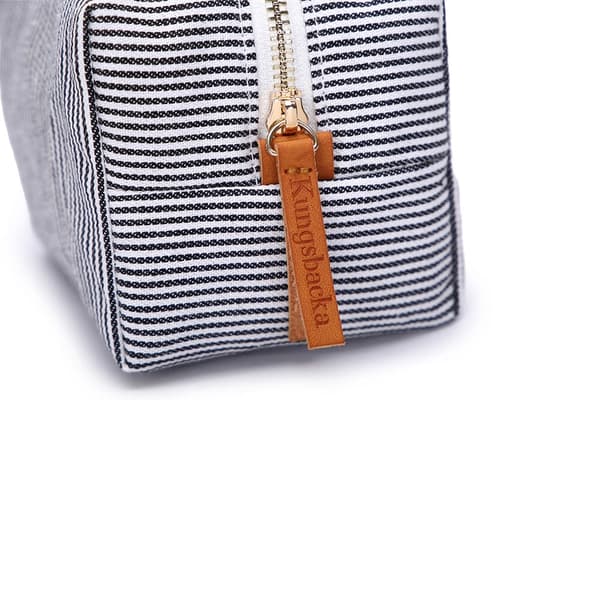 Kungsbacka Beauty Bag Frida Square medium Black and White Stripe