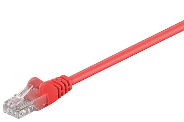 Goobay Patchkabel CAT 5e, U/UTP, röd, 1 m kopparklädd aluminiumtråd (CCA)