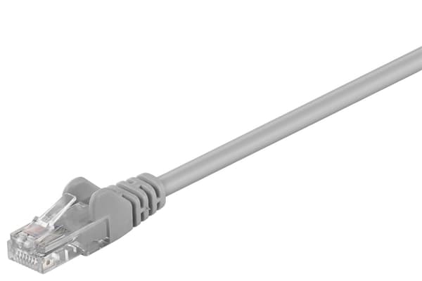 Goobay Patchkabel CAT 5e, U/UTP, grå, 2 m kopparklädd aluminiumtråd (CCA)