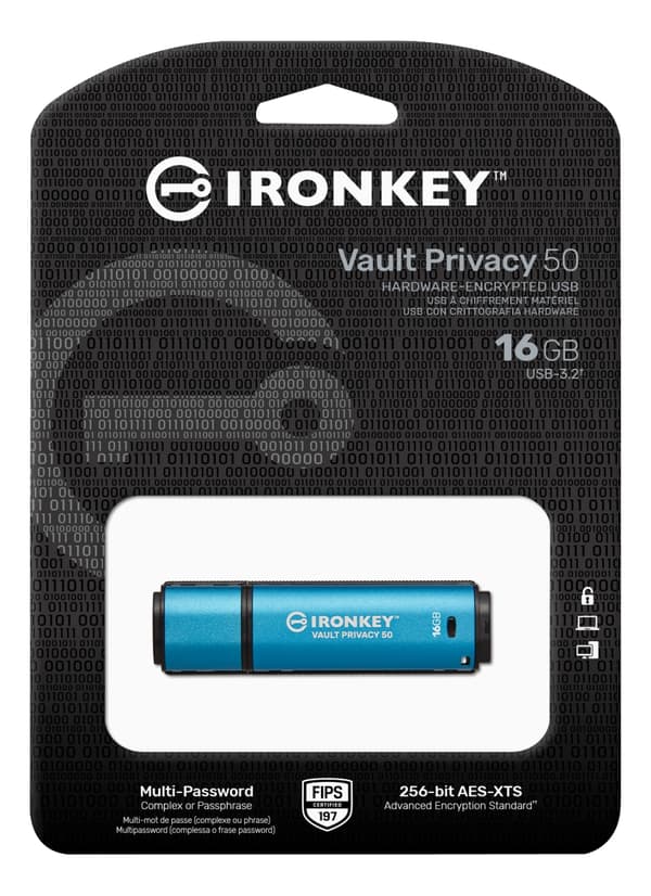 Kingston USB-minne 16GB IKVP50 256bit Encryption