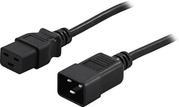 DELTACO jordet apparat-/forlængerkabel, ret IEC 60320  C19 til