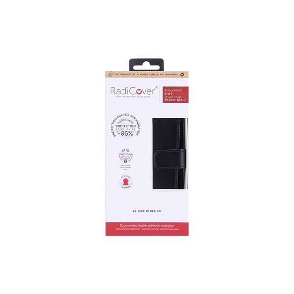 RADICOVER Lompakko iPhone 12 / 12 Pro Säteilysuojattu 2in1 RFID Musta