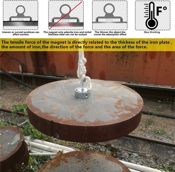 Dubbelsidig Neodymmagnet 2x100kg, D4, Rep & Handskar