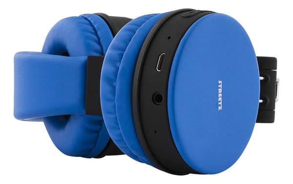 STREETZ Vikbart on-ear BT headset, 3.5 mm, blå