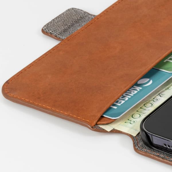 Krusell Leather Phone Wallet iPhone 13 Mini Cognac