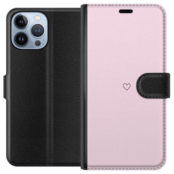 Lompakkokotelo Apple iPhone 13 Pro Max-laitteelle, jossa on Sydän kuvio