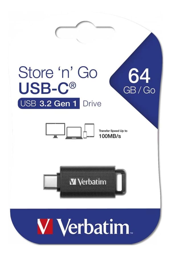 Verbatim USB-minne 3.2 Gen 1 64GB med utfällbar USB-C