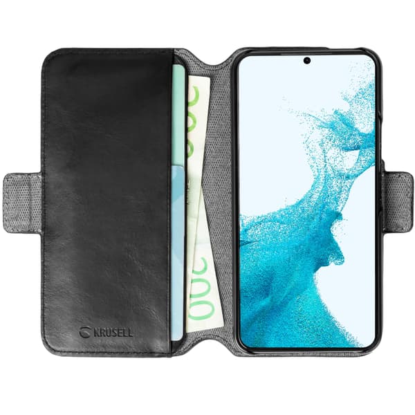 krusell Nahka Puhelin lompakko Galaxy S22+ Musta