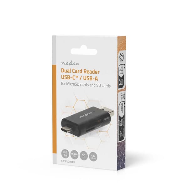 Nedis Kortlæser | microSD (TF) / microSDHC (TF) / microSDXC (TF) / SD / SDHC / SDXC | USB 2.0