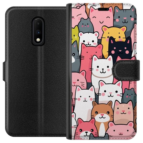 Tegnebogsetui til OnePlus 7 med Katte mønster motiv