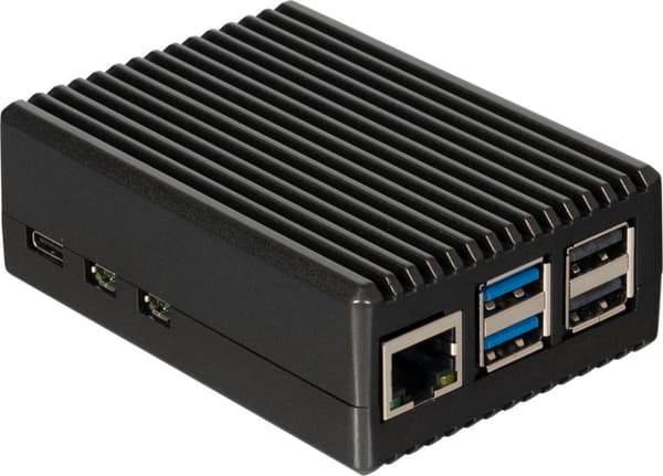 Raspberry Pi aluminiumsdeksel med kjøleribbe, Raspberry Pi 5 B, svart