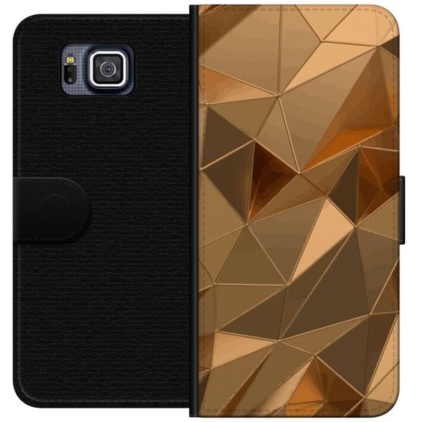 Lommeboketui til Samsung Galaxy Alpha med 3D Gull motiv