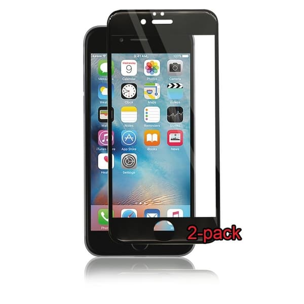 2-pak iPhone 6S/6 Plus buet silikatglas, Panzer, sort