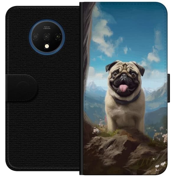 Tegnebogsetui til OnePlus 7T med Glad Hund motiv