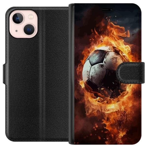 Tegnebogsetui til Apple iPhone 13 mini med Fodbold motiv