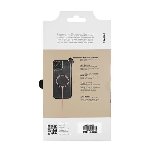 Buffalo 2in1 Wallet Leather 3 card iPhone 14 Plus Black