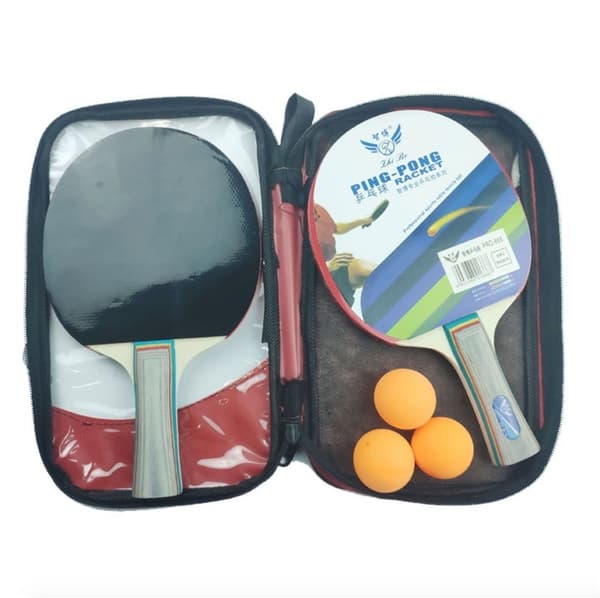 Bærbar bordtennissæt - 2 racket, 3 bolde