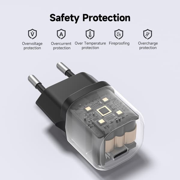 FoneKit Mini 20W AC-laddare, USB-C, svart