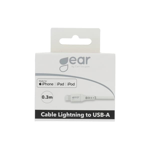 Gear Rund Laddkabel Lightning till USB-A 0.3m Vit MFI