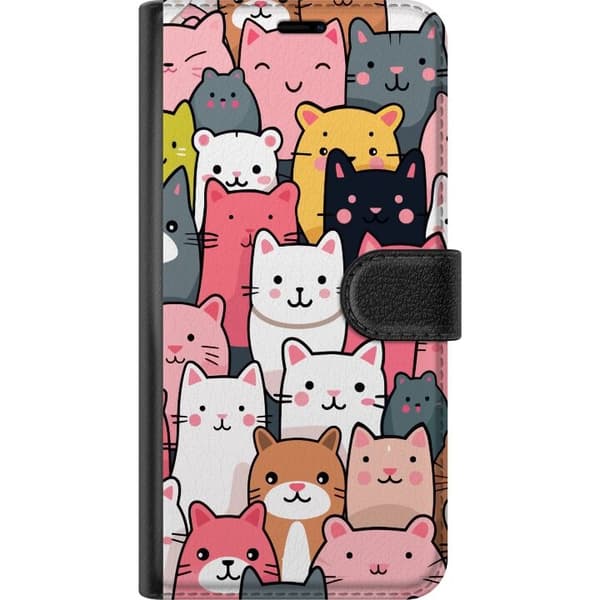 Tegnebogsetui til Apple iPhone 15 Pro Max med Katte mønster motiv
