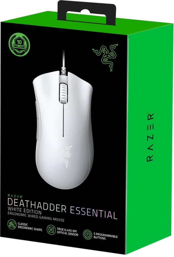 Razer Deathadder Essential spillmus, hvit