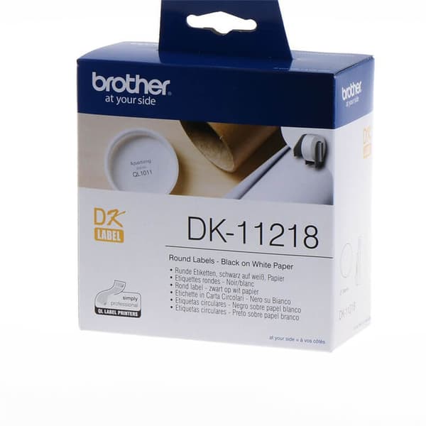 Labels DK11218 Ø 24mm Sort på Hvid