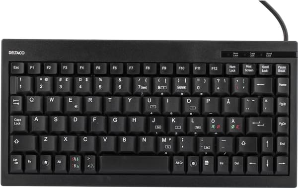 DELTACO minitastatur, USB, sort, svensk layout