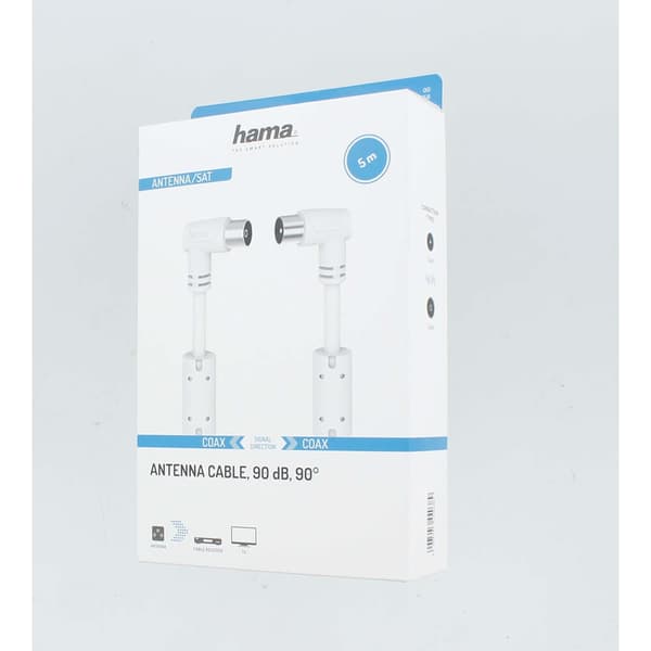 Hama Antennekabel Vinklet 90dB Hvit 5.0m