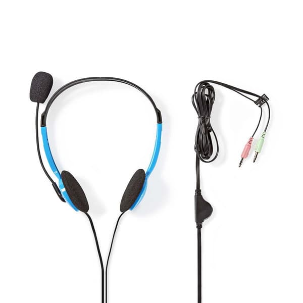 Nedis PC-headset | On-Ear | Stereo | 2x 3.5 mm | Fold-væk-mikrofon | Blå
