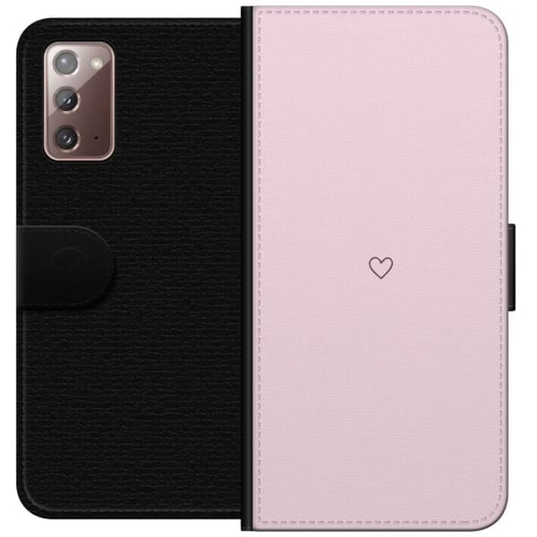 Lompakkokotelo Samsung Galaxy Note20-laitteelle, jossa on Sydän kuvio