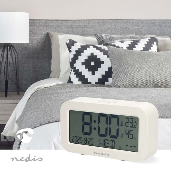 Nedis Digital Desk vekkerklokke | LCD | Bakgrunnsbelysning | slumrefunksjon | Datovisning | Timer | Hvit