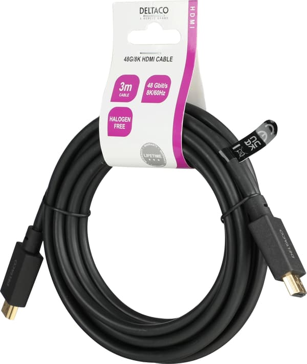DELTACO ULTRA High Speed HDMI-cable, 48Gbps, 3m, black