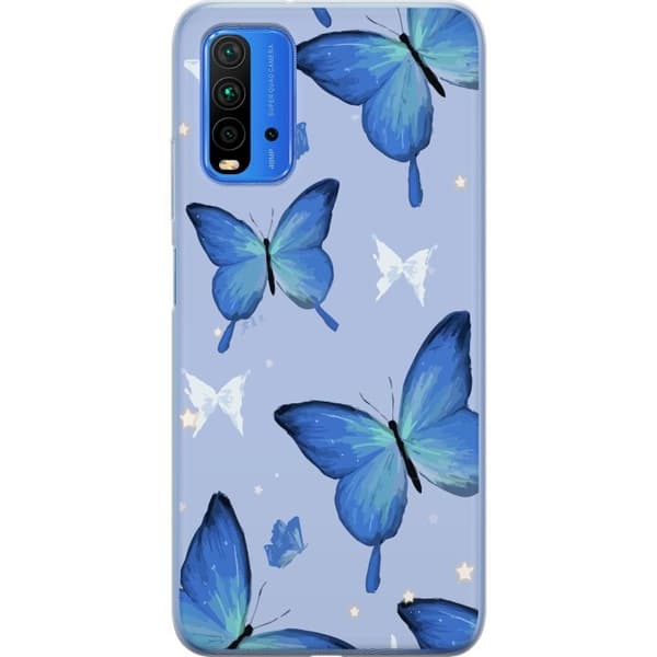 Mobildeksel til Xiaomi Redmi Note 9 4G med Blå sommerfugler motiv