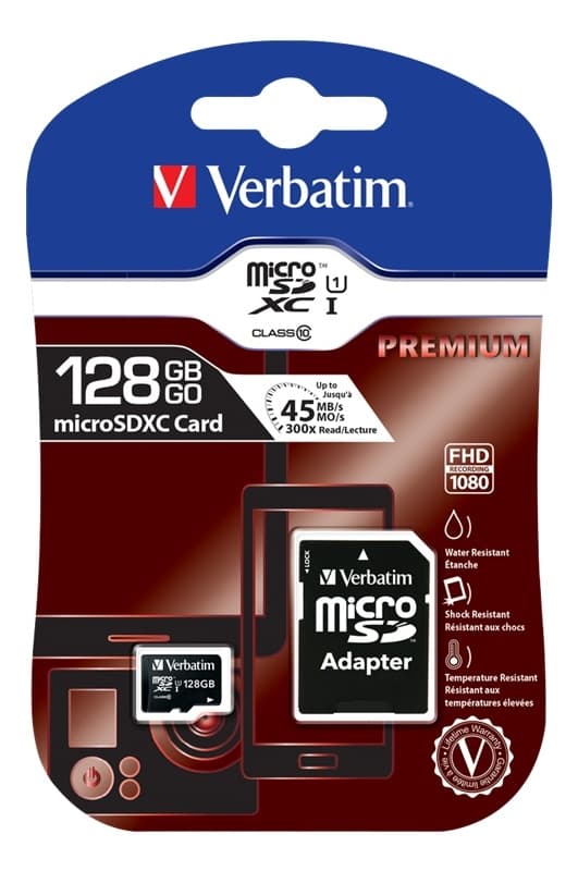 Verbatim SD Micro (SDXC) Class 10, sovittimella, 128 GB